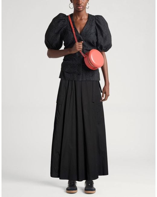 Twinset Black Maxi Skirt Cotton, Elastane