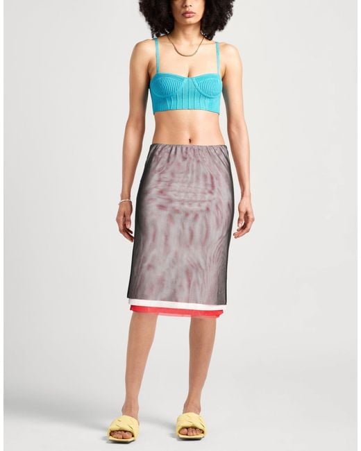MSGM Pink Midi Skirt Polyester, Elastane