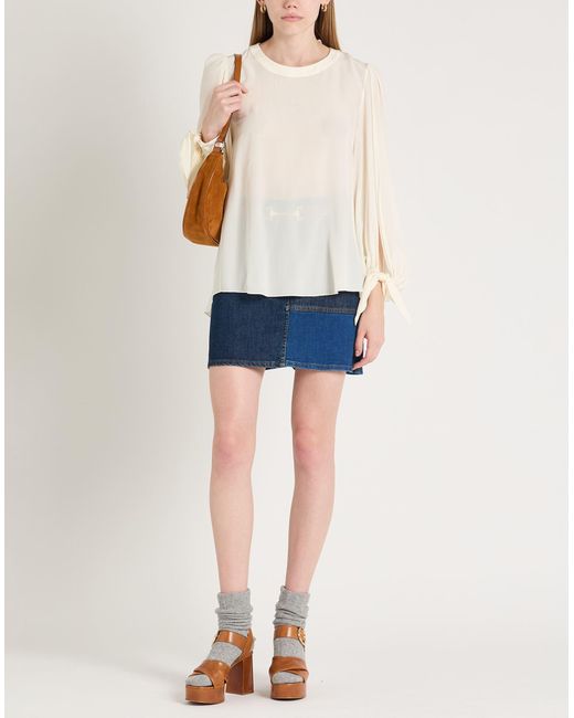 Chloé White Ivory Top Silk