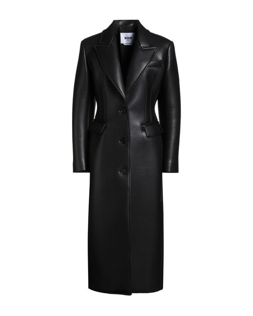 MSGM Black Coat Polyester, Polyurethane, Cotton, Elastane