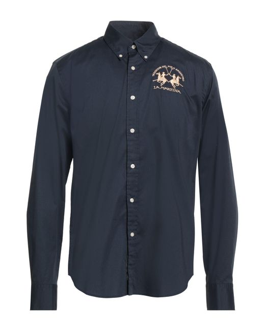 La Martina Blue Midnight Shirt Cotton, Elastane for men