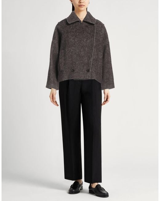 Alysi Gray Dark Coat Virgin Wool, Alpaca Wool, Polyamide