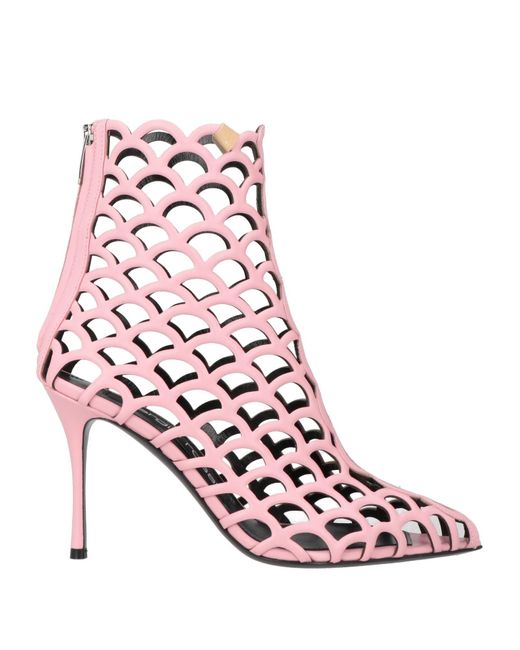Sergio Rossi Pink Ankle Boots Leather