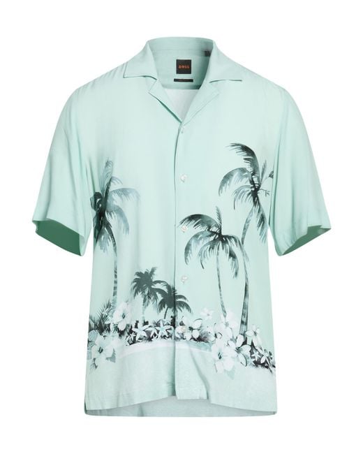 Boss Blue Shirt Viscose for men