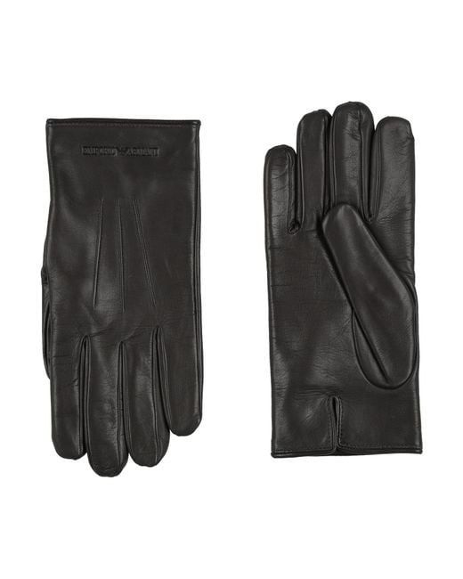 Emporio Armani Black Lead Gloves Lambskin for men