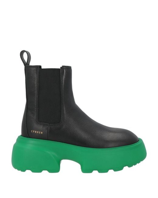 Copenhagen Shoes Green Ankle Boots Calfskin