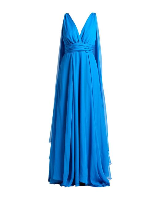 ATELIER LEGORA Blue Azure Maxi Dress Polyester, Elastane