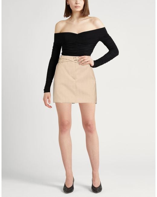 Sportmax Natural Taupe Mini Skirt Virgin Wool