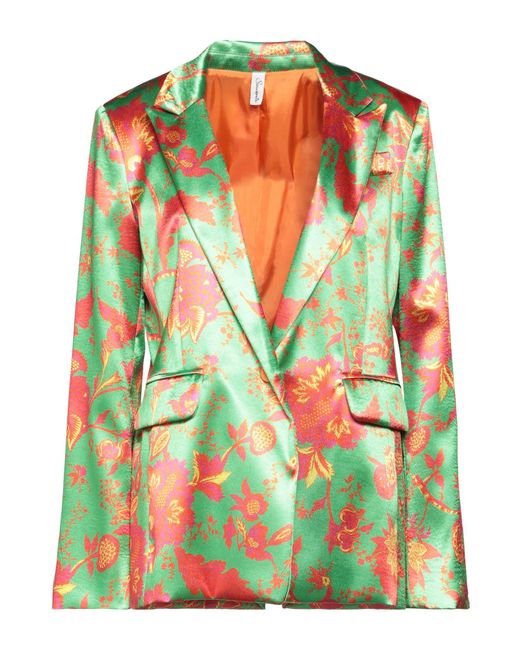 Souvenir Clubbing Satin Suit Jacket in Green Lyst