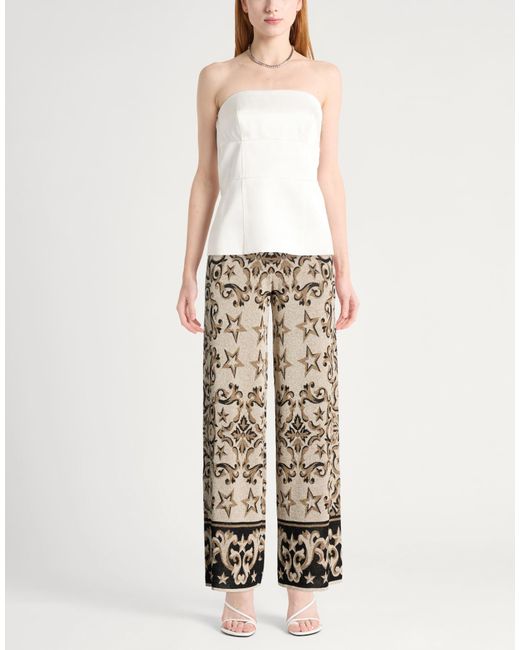 Akep White Pants Viscose, Metallic Fiber, Polyamide