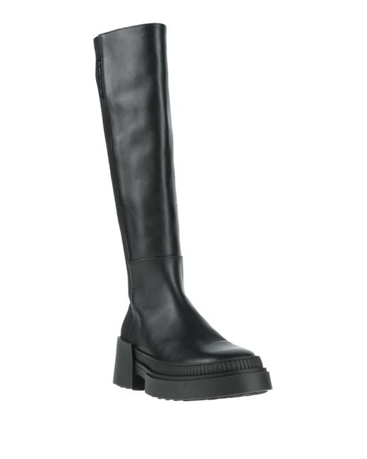 Emporio Armani Black Boot Leather, Textile Fibers