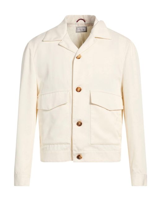 Brunello Cucinelli Natural Ivory Jacket Silk for men