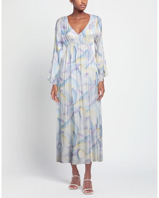 SKILLS & GENES Blue Lilac Maxi Dress Polyester, Viscose