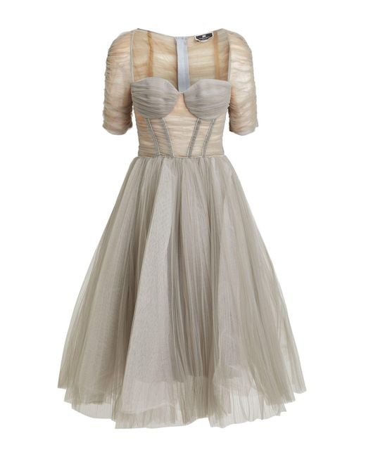 Elisabetta Franchi Gray Midi Dress