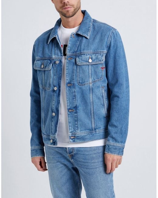 DIESEL Blue Denim Outerwear for men