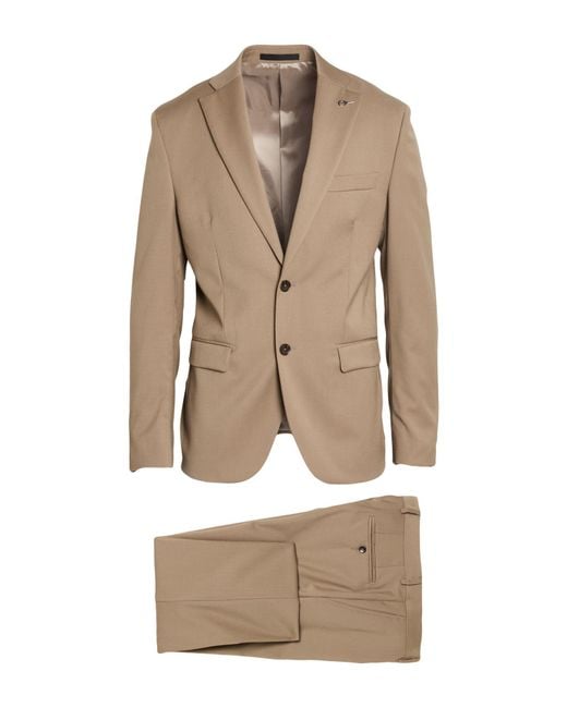 Paoloni Natural Suit Wool, Elastane for men