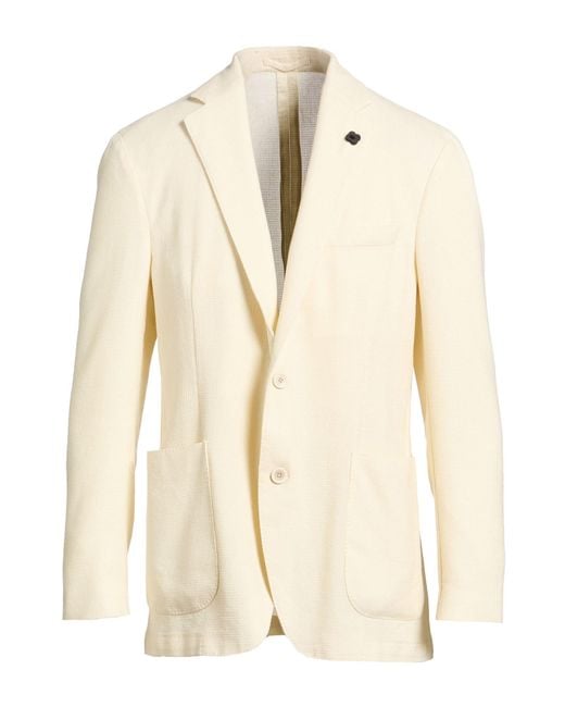 Lardini Natural Ivory Blazer Wool, Linen for men
