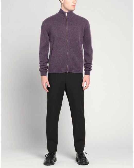 Daniele Fiesoli Purple Cardigan Merino Wool for men