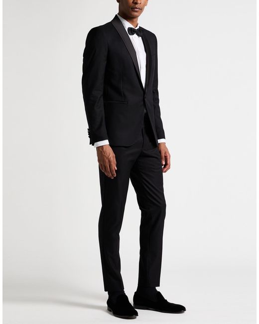 MULISH Black Suit Polyester, Viscose, Elastane for men