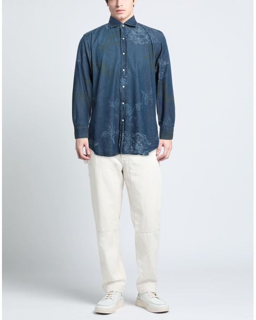 Alessandro Gherardi Blue Denim Shirt Cotton for men