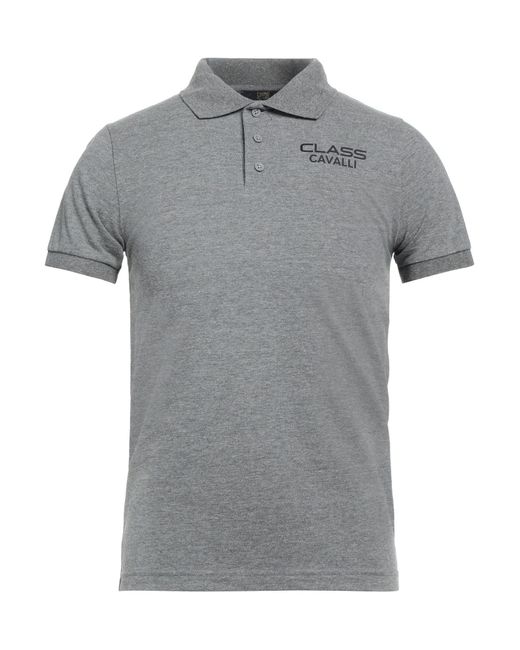 Class Roberto Cavalli Gray Polo Shirt for men