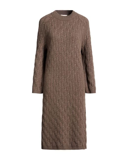Agnona Brown Midi Dress Cashmere