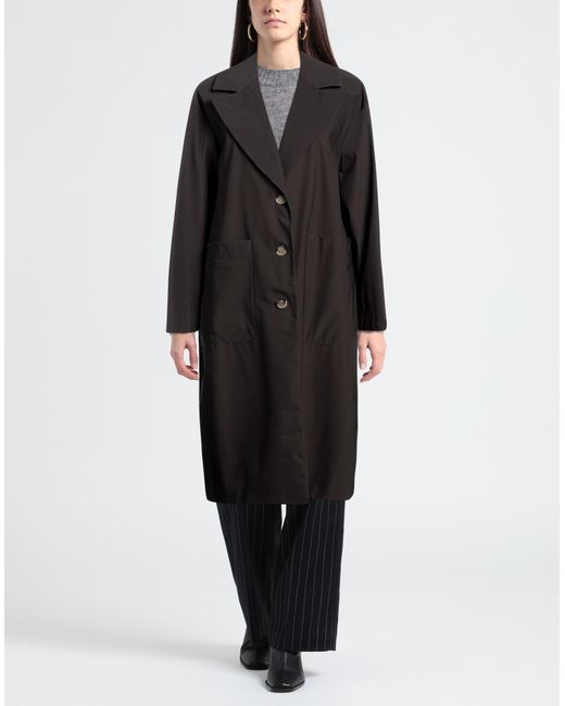 Harris Wharf London Black Overcoat & Trench Coat