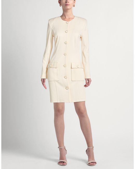 SIMONA CORSELLINI Natural Ivory Mini Dress Viscose, Polyamide, Elastane