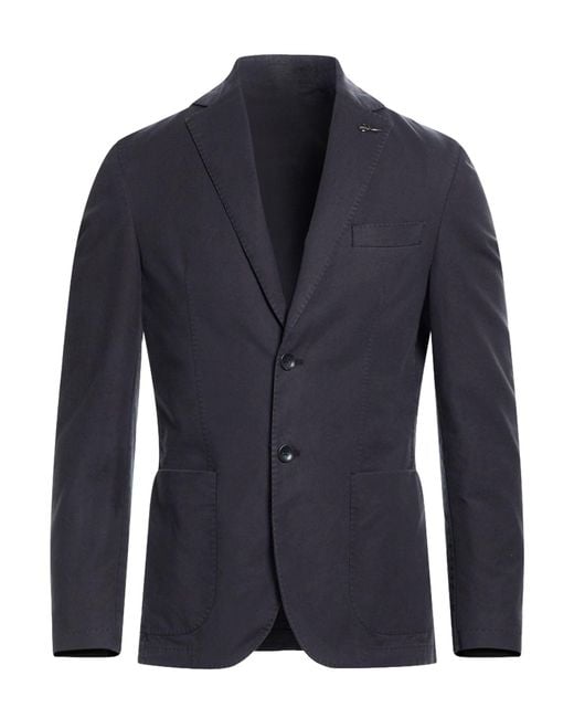 Paoloni Blue Blazer Cotton, Elastane for men