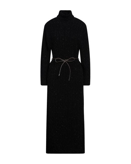 Peserico Black Midi Dress Virgin Wool, Silk, Viscose, Cashmere, Polyester