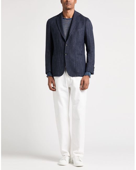 Sartorio Napoli Blue Blazer Virgin Wool, Silk, Linen for men