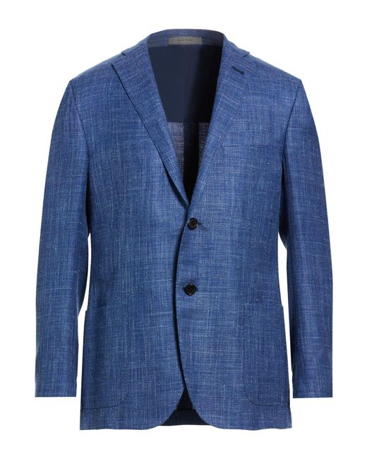 Corneliani Blue Blazer Virgin Wool, Silk, Linen for men