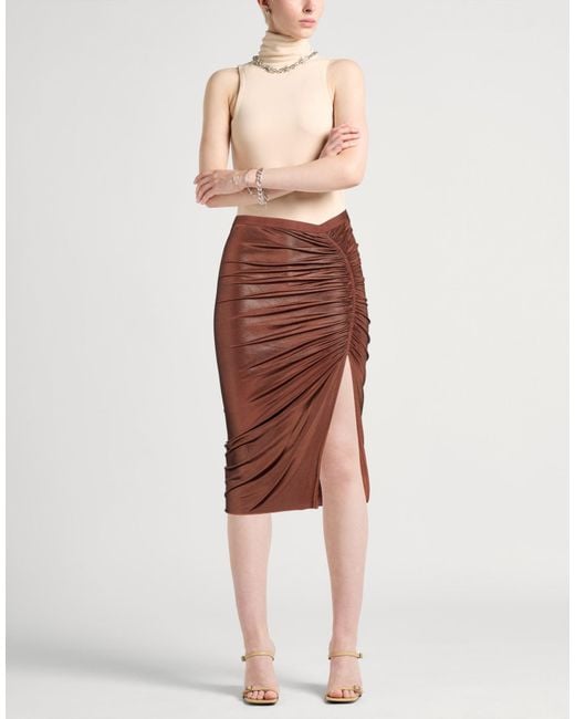 Rick Owens Brown Midi Skirt Viscose, Elastane