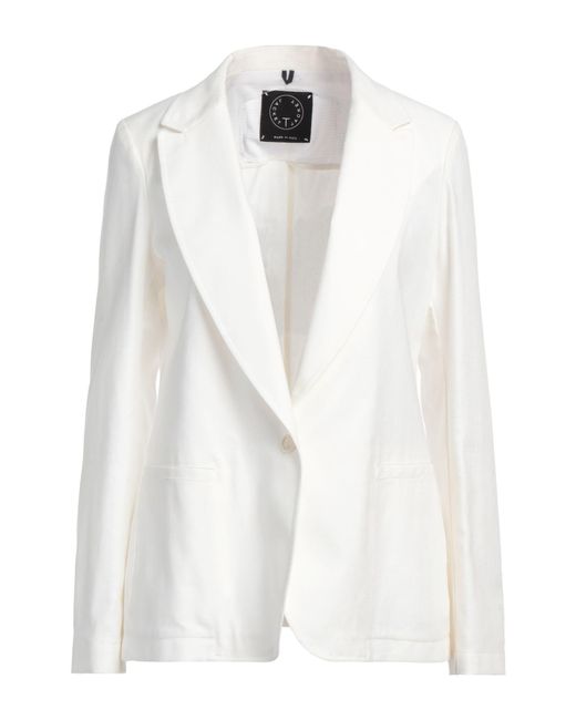 T-jacket By Tonello White Blazer Cotton, Linen, Polyester, Elastane