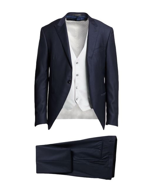 Corneliani Blue Midnight Suit Virgin Wool for men