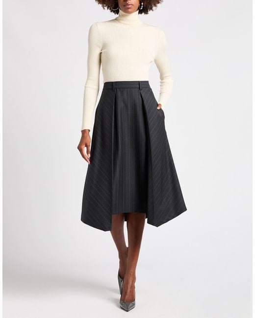 Brunello Cucinelli Gray Charcoal Midi Skirt Virgin Wool