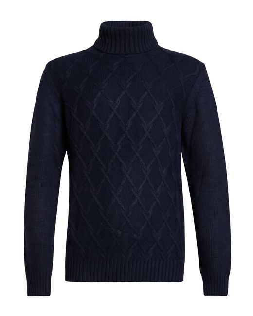Andrea Fenzi Blue Midnight Turtleneck Wool, Viscose, Polyamide, Cashmere for men