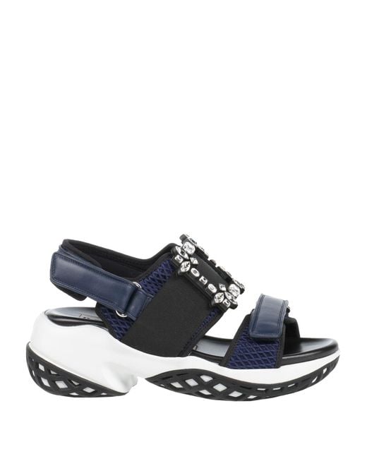 Roger Vivier Blue Sandals Leather, Textile Fibers