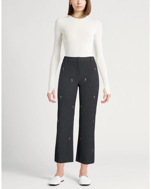 Marella Gray Pants Polyester, Viscose, Elastane