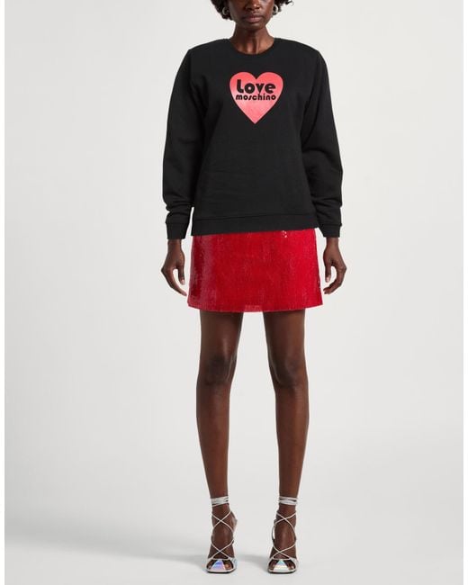 Love Moschino Black Sweatshirt Cotton, Polyester