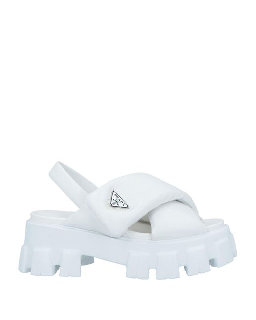 Prada White Monolith 55mm Nappa Leather Sandals