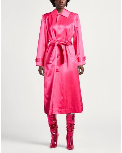 Ines De La Fressange Paris Pink Fuchsia Overcoat & Trench Coat Cotton, Viscose