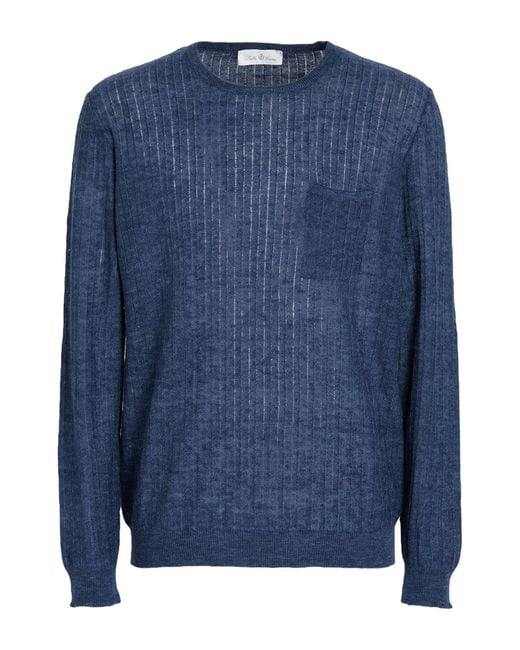 Della Ciana Blue Sweater Linen, Silk for men