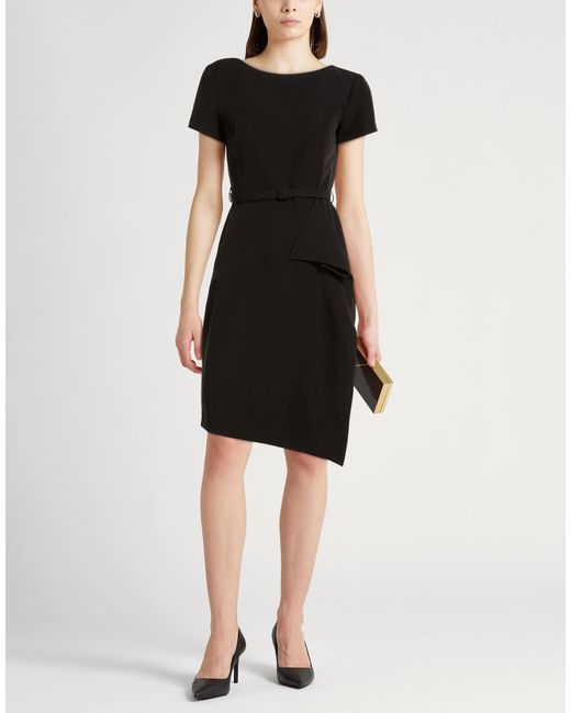Sandro Ferrone Black Midi Dress Polyester, Elastane