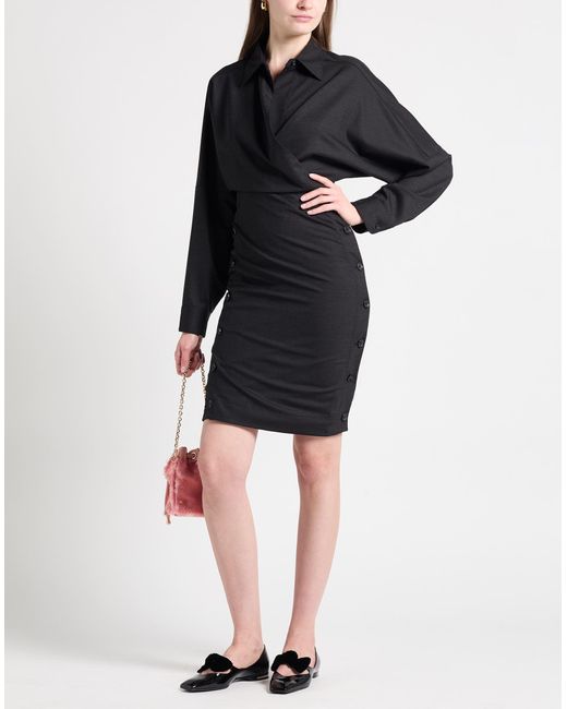 Philosophy Di Lorenzo Serafini Black Midi Dress Polyester, Wool, Elastane