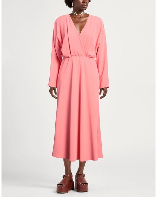 Kaos Pink Midi Dress Polyester, Elastane