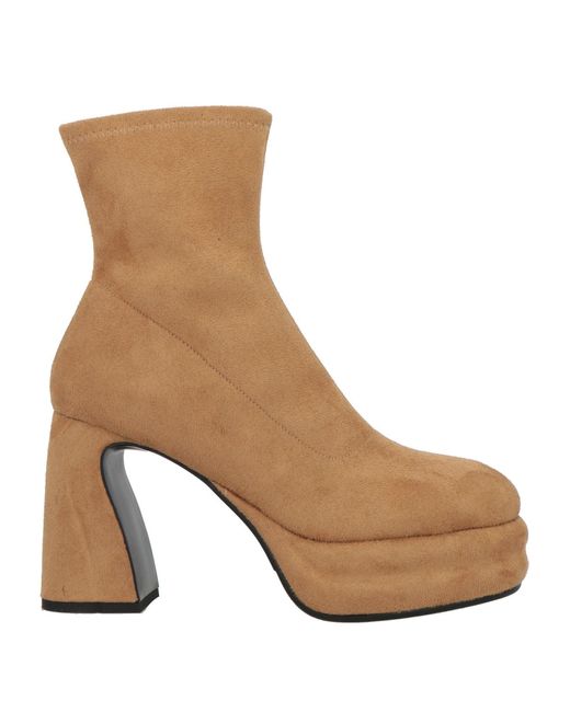 Jeannot Brown Camel Ankle Boots Textile Fibers