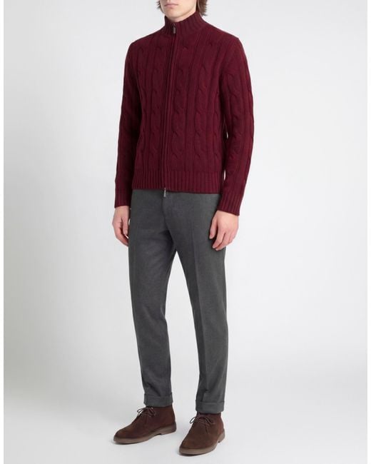 Doriani Red Burgundy Cardigan Cashmere for men