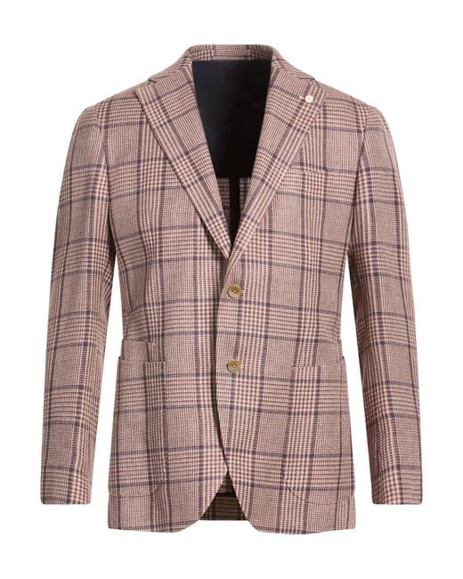 Luigi Bianchi Brown Blazer Linen, Silk, Cotton for men