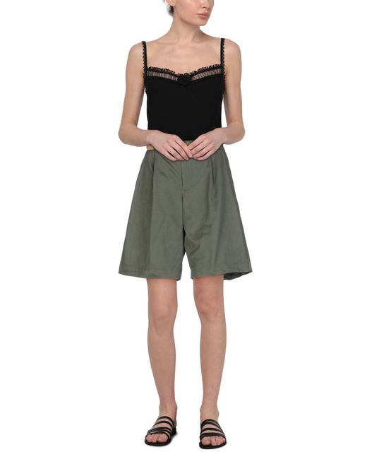 Motel Green Military Shorts & Bermuda Shorts Cotton, Polyester, Polyamide